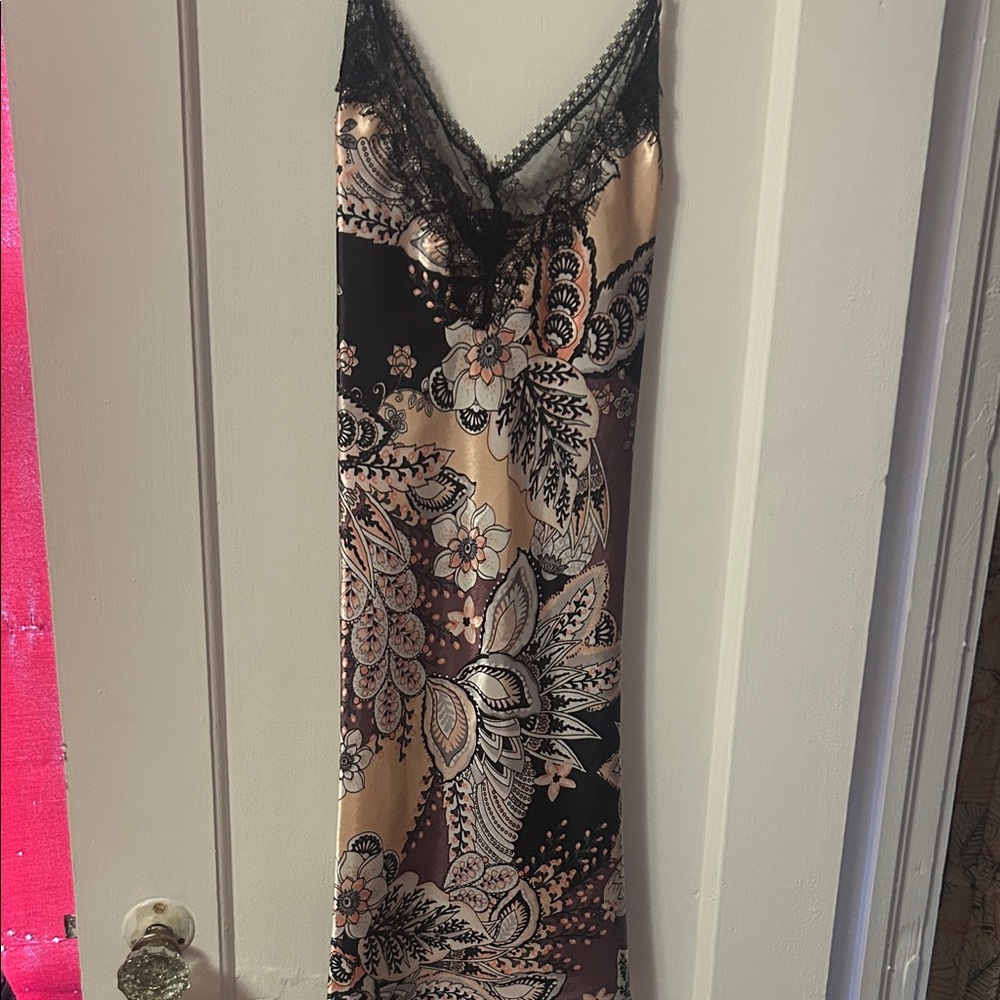 Floral Lace Trim Slip Dress